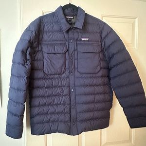 Patagonia Men’s Silent Down Shirt Jacket - Navy Blue Puffer M Medium